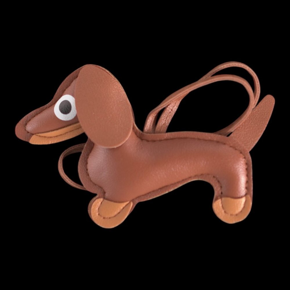 Dachshund Bag Charm Keychain Faux Leather Dog Mom Y2K Cottagecore Caramel NWT - Picture 4 of 9